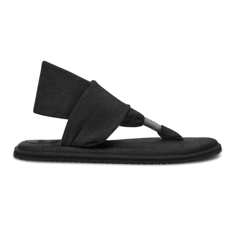 Sanuk Solid Black Sling‎ Back Yoga Sandals Size 9.5 Comfort Barefoot Minamalist